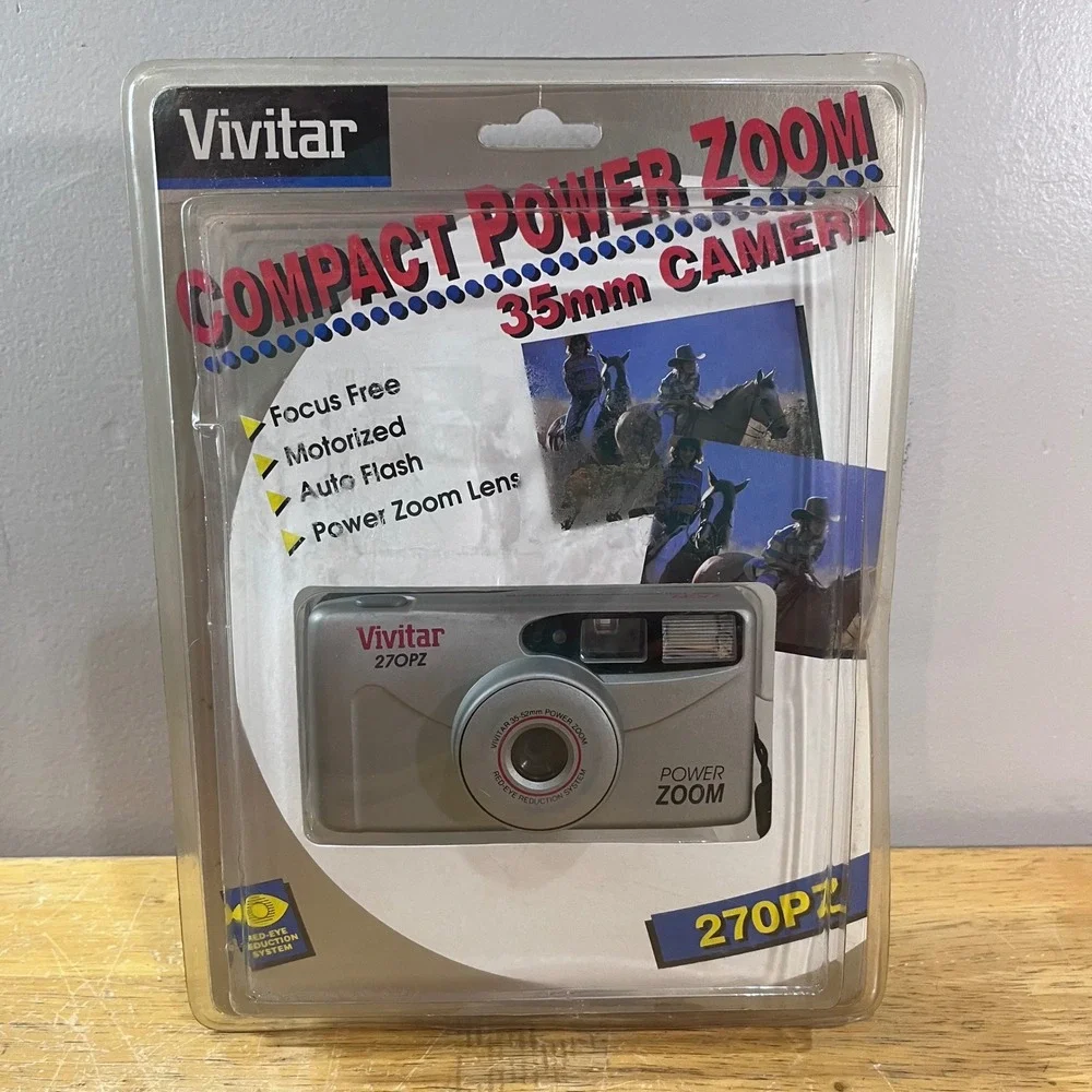 Vtg Vivitar 270PZ Compact Power Zoom 35mm Film Camera Silver New Sealed